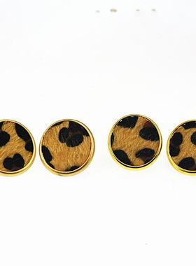 欧美外贸原单流行时尚饰品圆形质感个性豹纹耳钉耳饰女220412