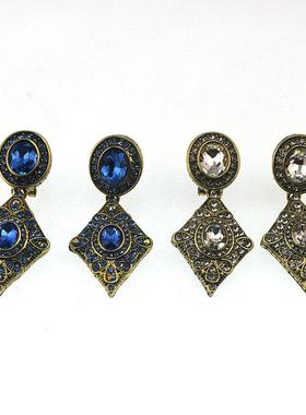 欧美外贸流行时尚饰品  质感复古打标水晶耳环耳针耳饰女 211020