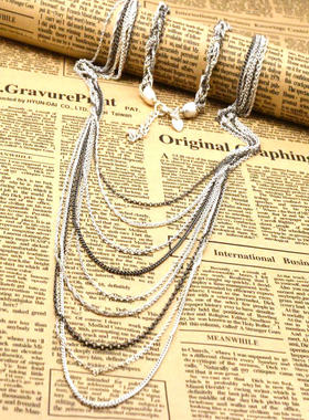 欧美原单饰品质感多层铜材质项链