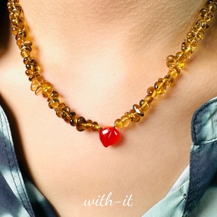 with it黄水晶橙玉髓项链拼撞色随形糖豆意大利风珠宝彩宝珠串208