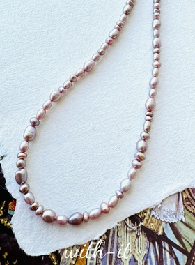 with it淡水珍珠项链粉紫色白色彩色珠串叠戴不规则意大利风141