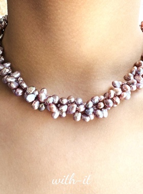 with it淡水珍珠项链扭扭粉紫色花瓣珠轻奢小众珠宝意大利风137