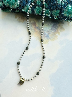 with it淡水珍珠黄铁矿项链波西米亚风珠串宝石拉长石吊坠小众230