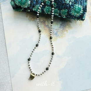 with it淡水珍珠黄铁矿项链波西米亚风珠串宝石拉长石吊坠小众230