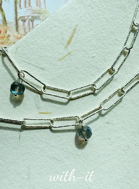 with it意大利S925银项链回形针项链闪闪车花银色拉长石手链202