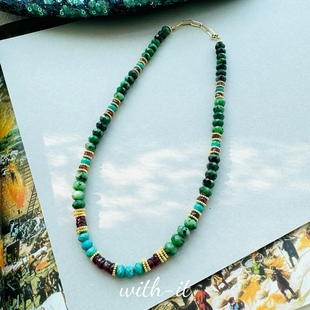 with it绿宝石榴石松石项链彩宝珠串手工小众法式轻奢礼物珠宝247
