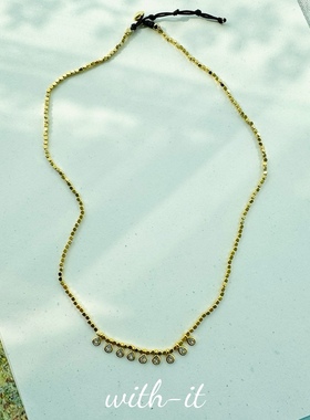 with it迷你铜镀金珠手工项链珠串叠戴法式风水滴珠彩宝首饰243