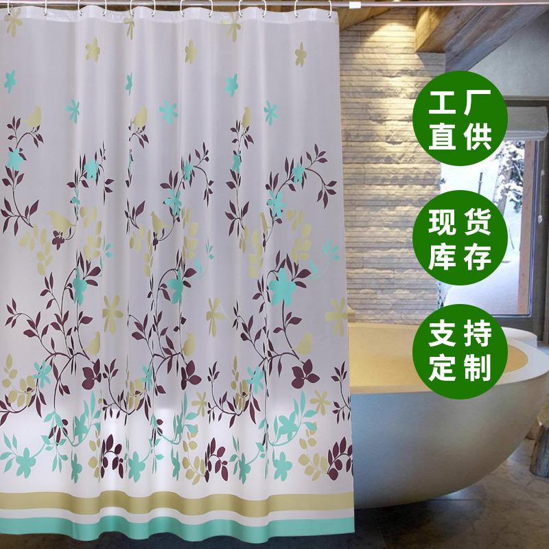 酒店卫生间淋浴帘宿舍浴室帘防水防霉咖啡树PEVA浴帘 送挂钩