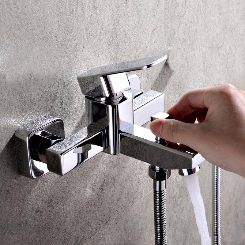 四方三联浴缸水龙头卫生间明暗装简约花洒套装卫浴冷热混水阀