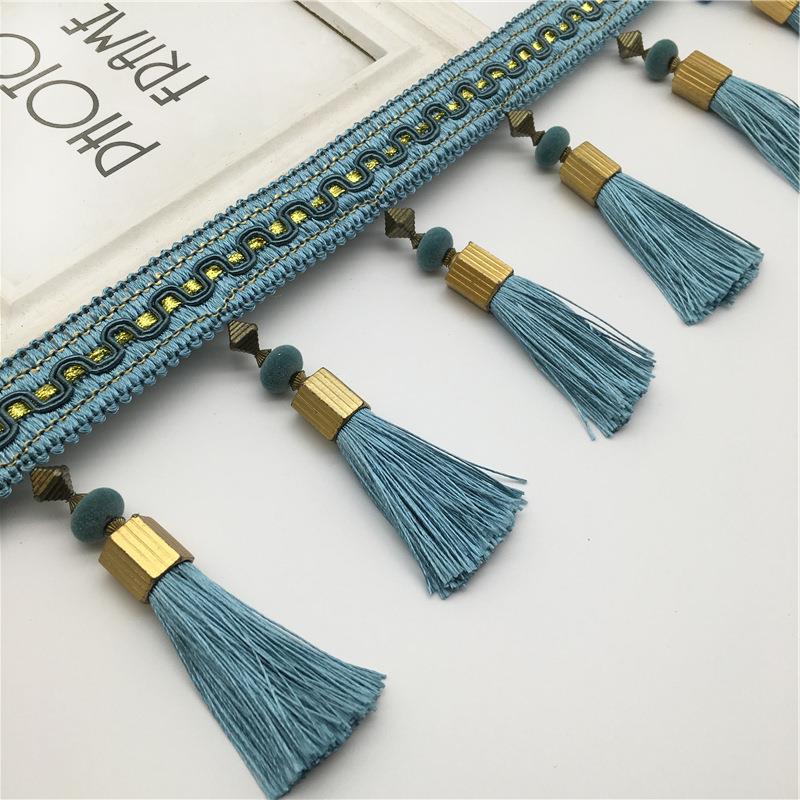 新款高档欧式窗帘金帽吊穗流苏花边帘头装饰辅料吊坠沙发套罩边