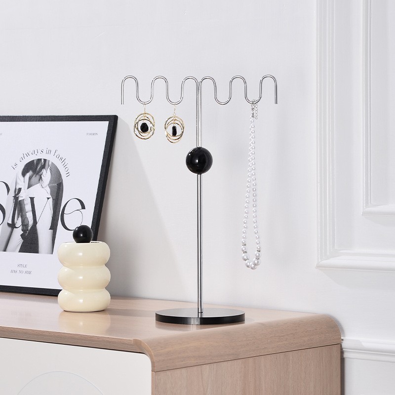 中古风曲形首饰架桌面轻奢项链耳环展示架梳妆台饰品收纳置物架