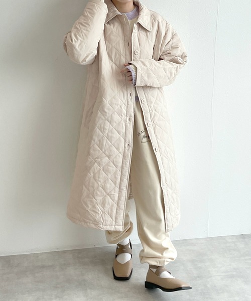 丝绵长款宽松衍缝棉衣