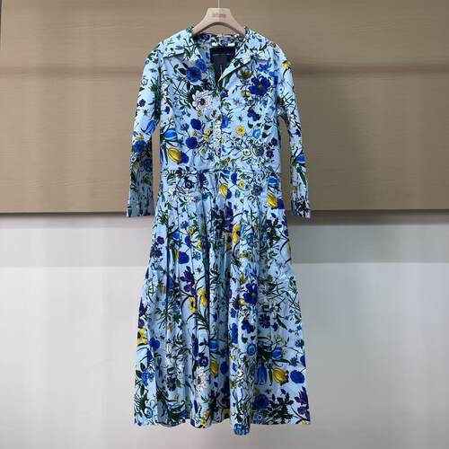 Samantha sung AUDREY #2弹棉BOTANICAL GARDEN SOFT BLUE裙A0132