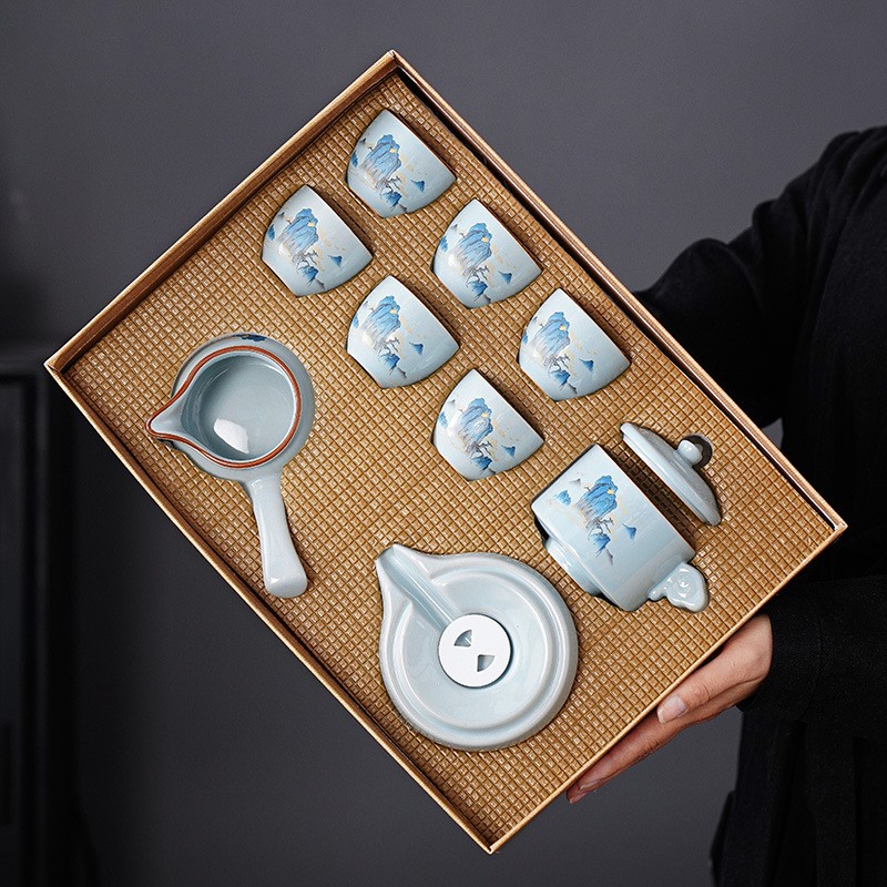 进口高档陶瓷自动功夫茶具礼盒套装家用全套懒人泡茶壶商务小礼品