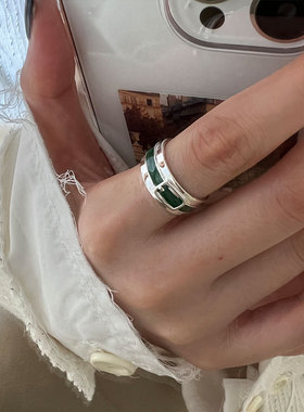 美汝仙 皮带造型戒指女925纯银复古个性简约冷淡风气质开口单戒
