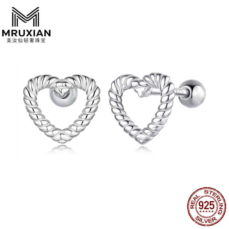 美汝仙s925纯银时尚通勤麻花爱心