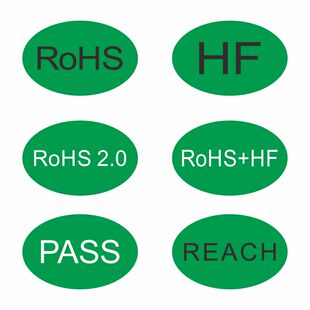 欧洲标准RoHS2.0+HF PASS贴纸绿色不干胶椭圆形标签ROHS贴纸现货