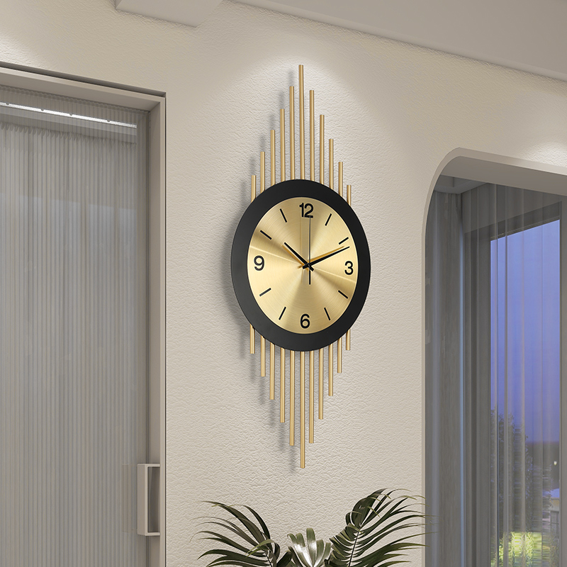 客厅家用网红免打孔金属静音挂钟