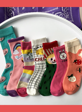 袜子女ins潮可爱日系中筒袜 百搭学院风秋冬彩色街头韩国日系棉袜