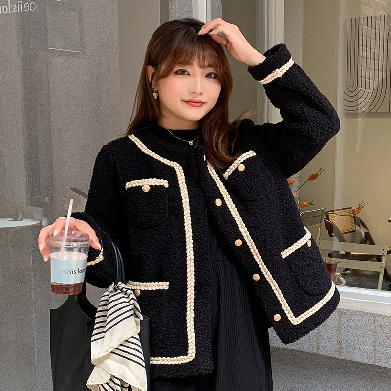 大码胖mm巨好看外套女装秋冬独特漂亮正肩羊羔绒皮毛一体小香风厚,女装/女士精品,常规大码外套,淘宝优惠券,粉丝福利购,淘宝优惠卷