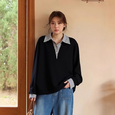 凤凰依屋大码mm宽松假两件上衣