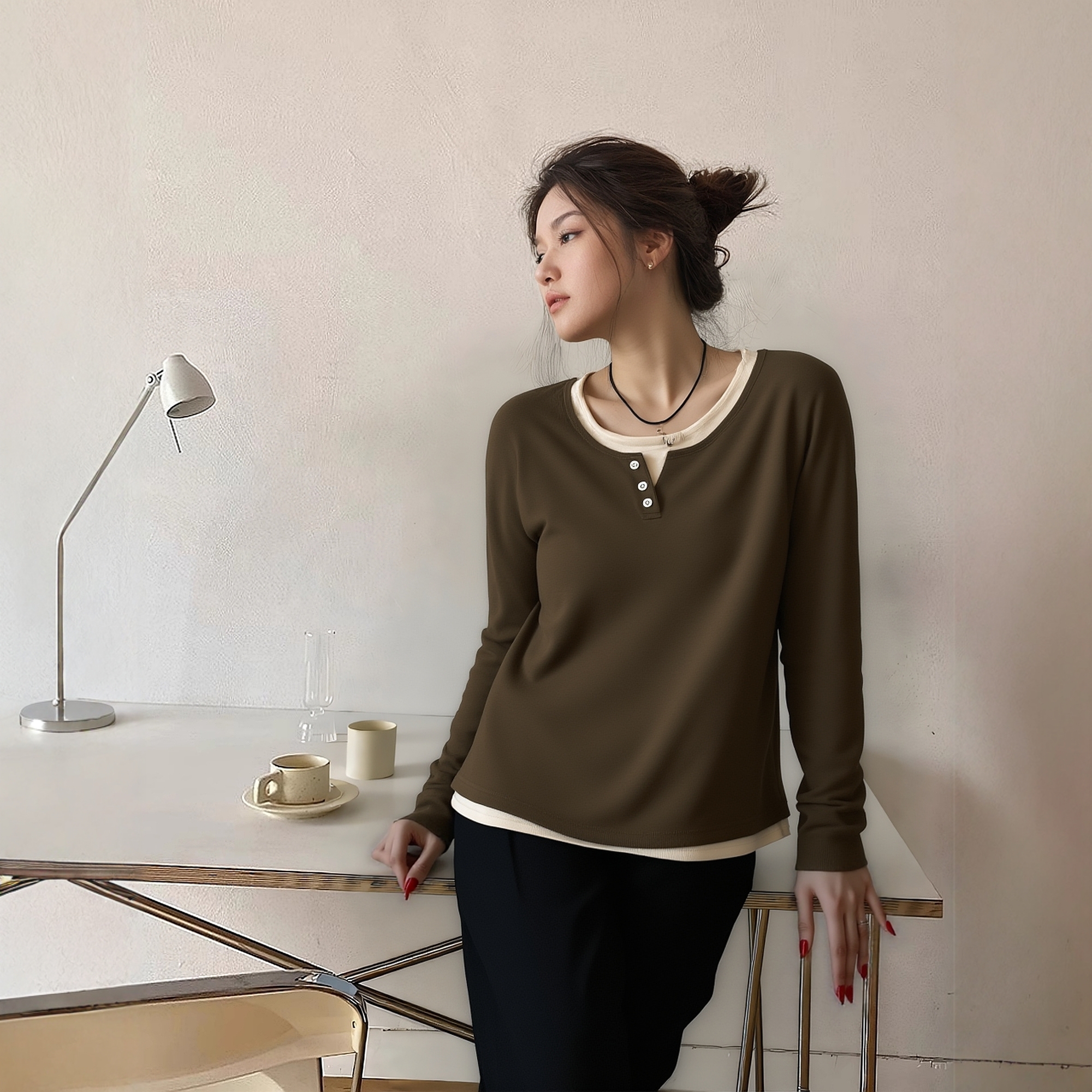 凤凰依屋美拉德假两件春秋装上衣