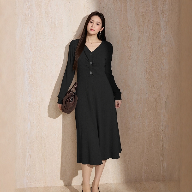 凤凰依屋大码早秋针织连衣裙