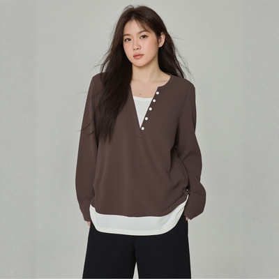 凤凰依屋长袖假两件T恤