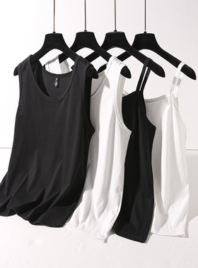 大码背心女胖mm打底小吊带全棉夏装200斤女装纯棉遮肚内搭打底衫