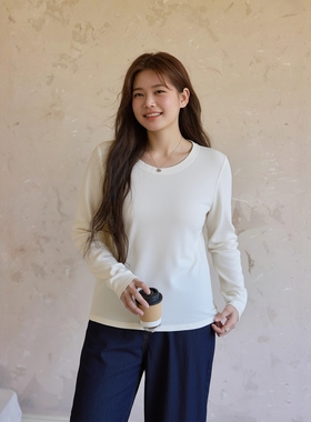 适合胖mm大码上衣黑白色百搭经典外穿打底弹力针织T恤200斤加大码