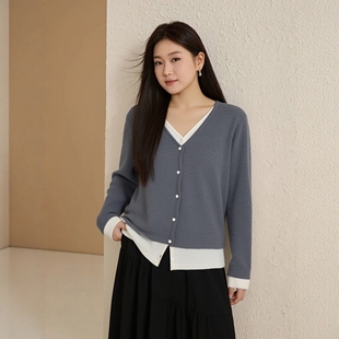 大码 胖mm巨好看上衣假两件重要场合高级感独特漂亮遮肚绝美针织衫