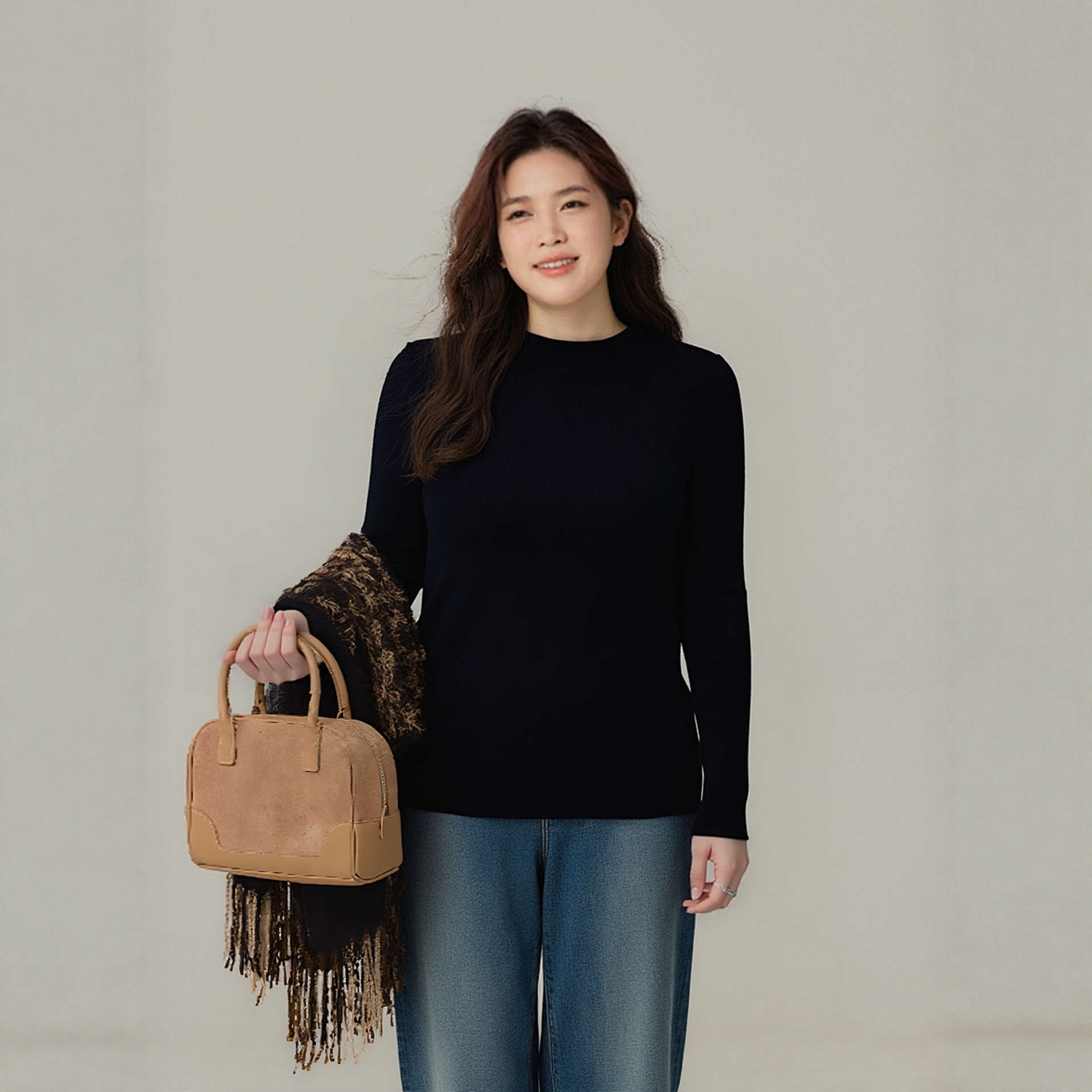 大码打底衫女2025新款秋冬女装刷绒宽松遮肚子显瘦胖mm洋气针织衫