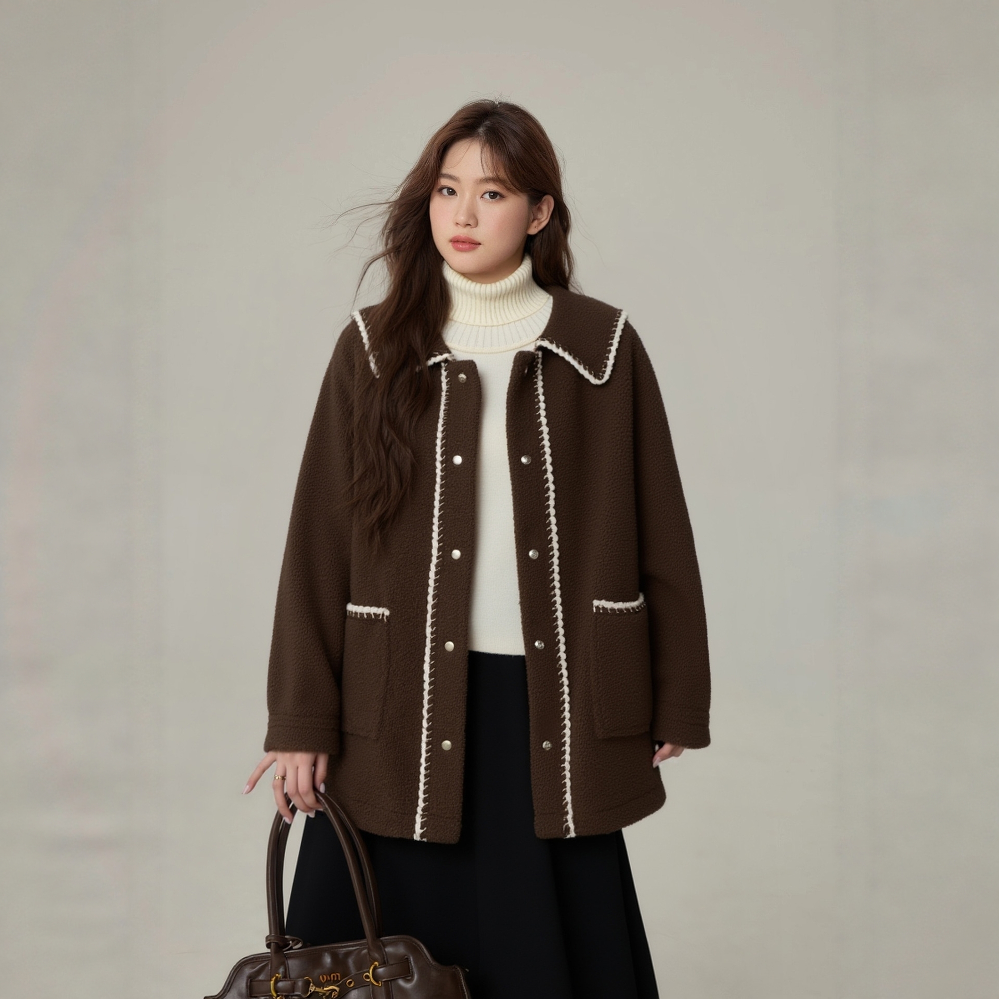 凤凰依屋宽松羊羔毛显瘦外套