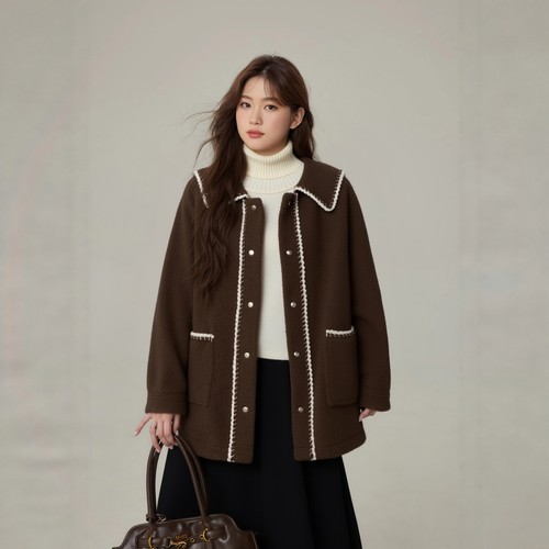 凤凰依屋宽松羊羔毛显瘦外套