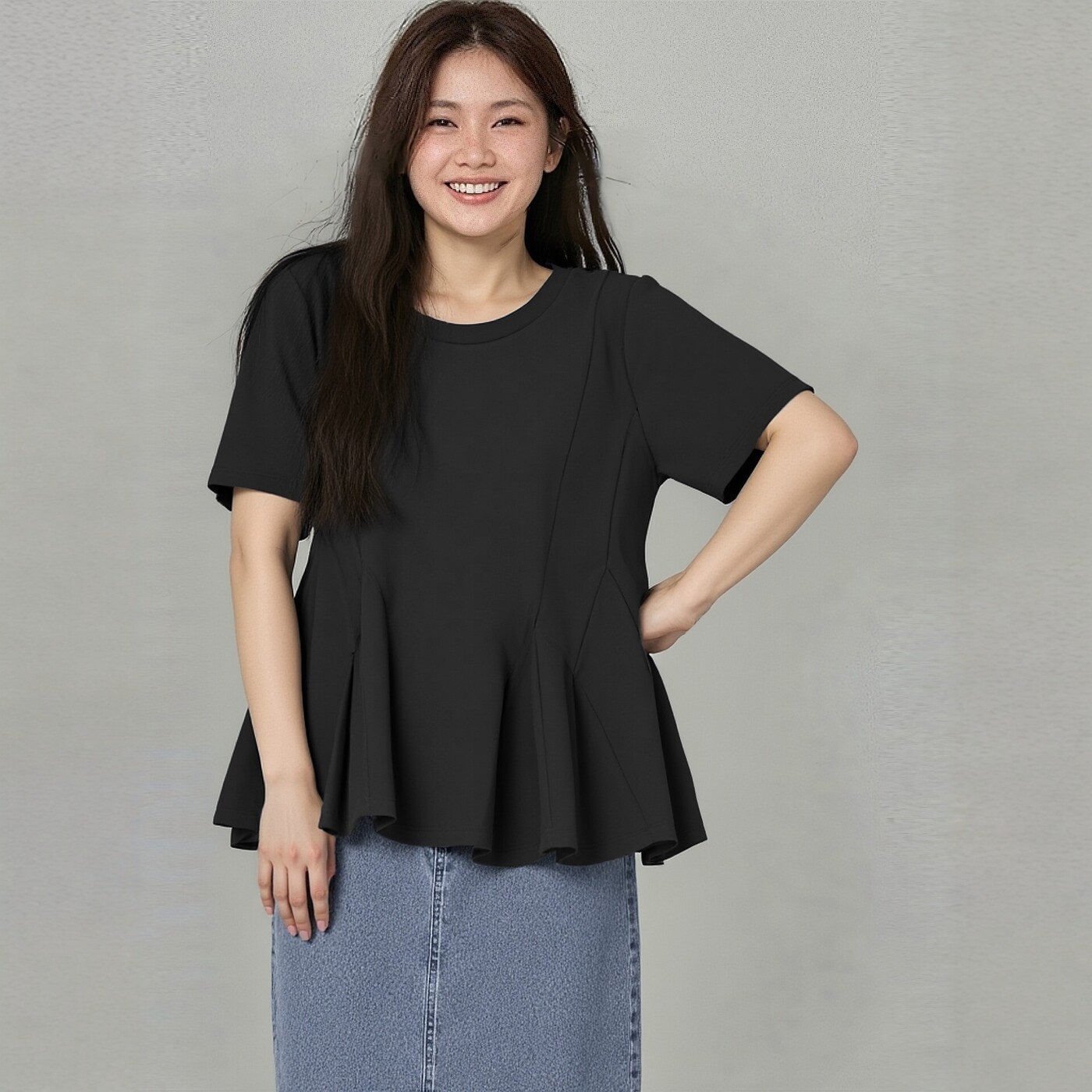 大码胖mm巨遮肚上衣春夏女装正肩A字型宽松大摆T恤200斤显瘦遮肉