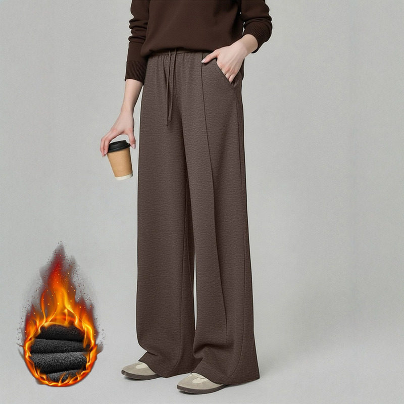 裤子女冬季加绒胖mm大码显瘦秋冬美拉德咖色高腰阔腿裤巨好看宽松,女装/女士精品,大码裤装,淘宝优惠券,粉丝福利购,淘宝优惠卷
