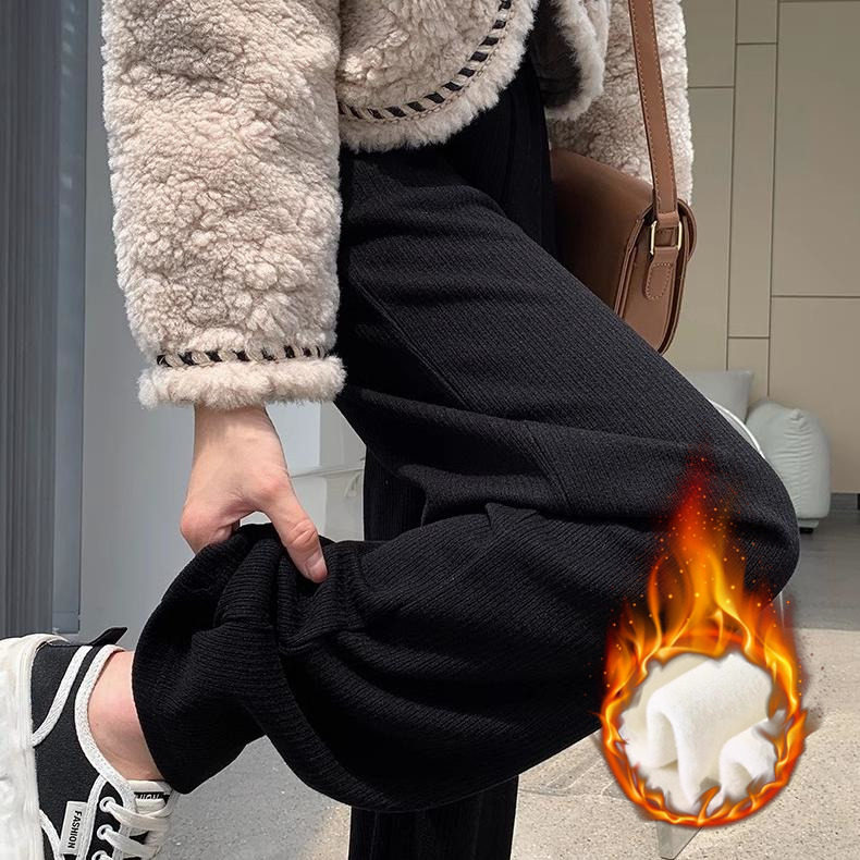 大码女装加绒阔腿窄版显瘦高腰垂感直筒休闲羊绒220斤胖mm糯米裤,女装/女士精品,大码裤装,淘宝优惠券,粉丝福利购,淘宝优惠卷