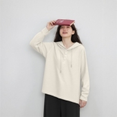 大码 连帽正肩宽松打底 华夫格磨毛T恤女装 胖mm巨遮肚上衣春装 新款