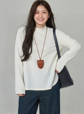 大码独特漂亮打底衫德绒双面磨毛保暖正肩宽松遮肚子可外穿上衣女