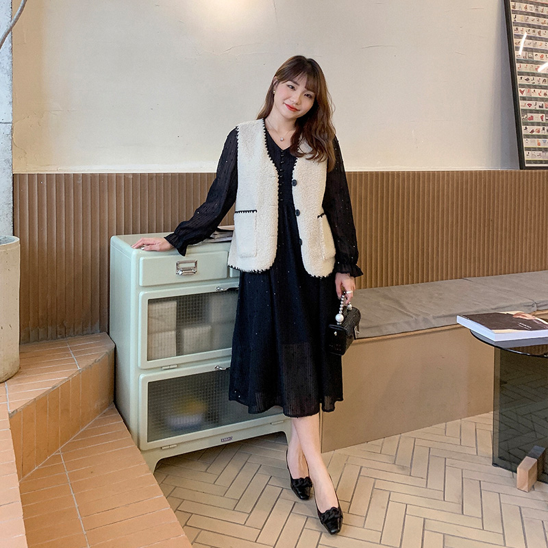 大码胖mm羊羔绒仿麂皮一体马甲