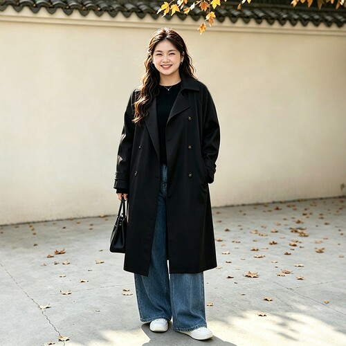 凤凰依屋大码秋季女装中长款外套