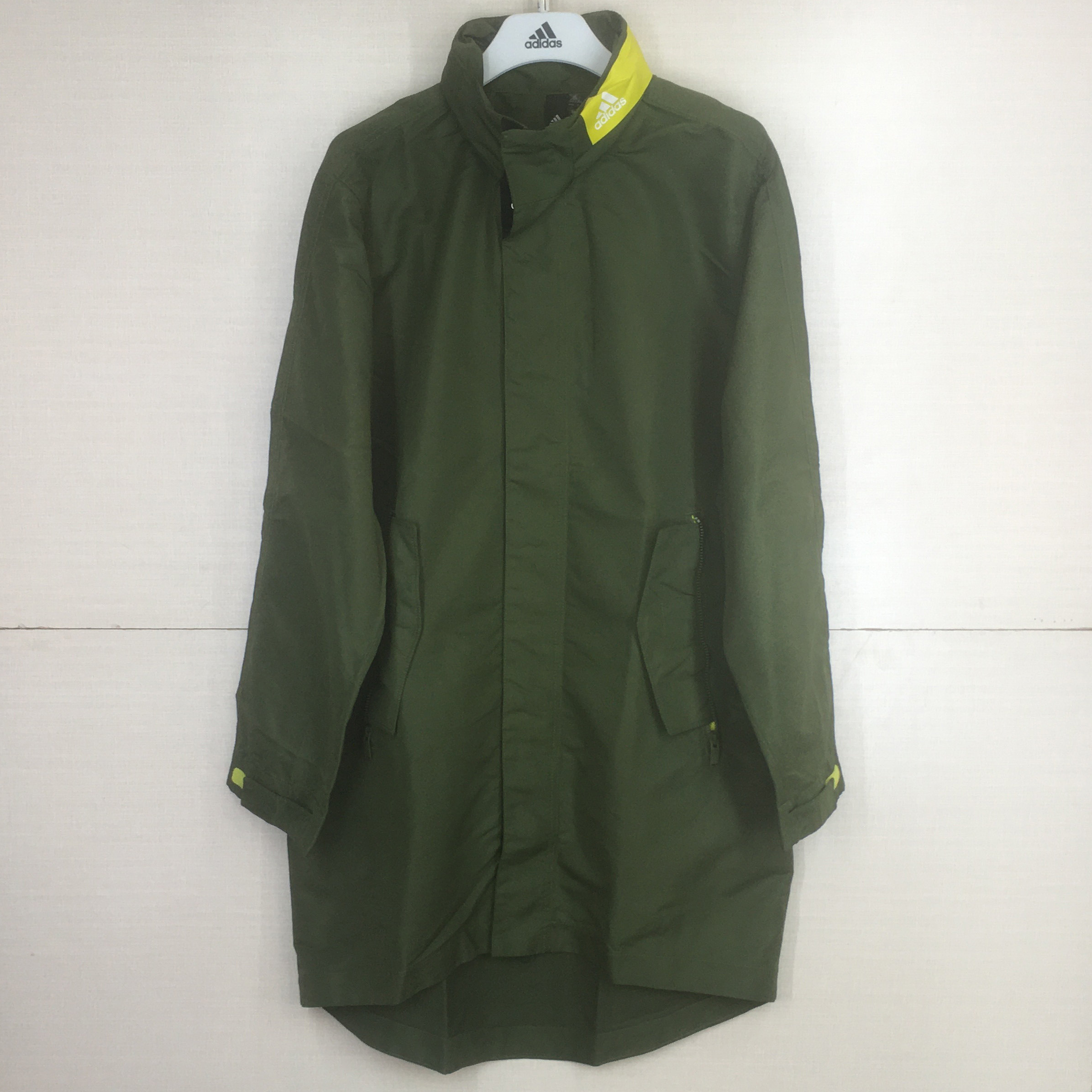 Adidas/阿迪达斯正品 男子训练防风带帽运动中长款夹克外套GM5761
