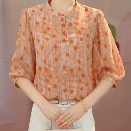 2026春夏新款时尚圆领宽松显瘦薄款休闲减龄衬衫女装
