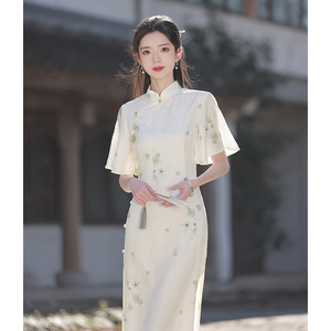 新中式春色江南复古气质旗袍女2024夏季新款小清新通勤少女连衣裙