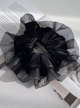 丝绒灌珠韩系慵懒气质大肠发绳发圈女高档小香风优雅扎头绳发饰品