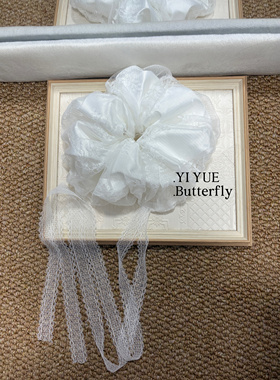 莉莉丝天总同款白色超大号蕾丝飘带发圈双层网纱大肠发圈发饰品女