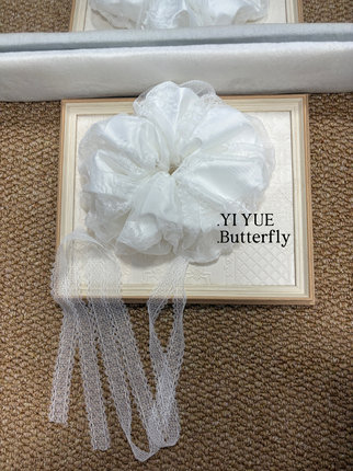 莉莉丝天总同款白色超大号蕾丝飘带发圈双层网纱大肠发圈发饰品女