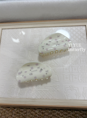 韩国东大门同款碎花小清新美式碎花氛围感甜心鲨鱼夹淡粉镶钻发夹