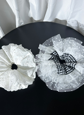 法式浪漫四层蕾丝发圈赵露思同款花边镂空大肠圈发饰品扎马尾头绳