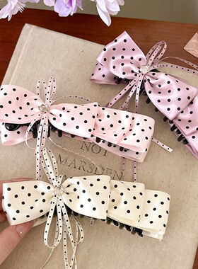 少女心波点蝴蝶结香蕉夹气质半扎发竖夹2026新款甜美发夹简约头饰